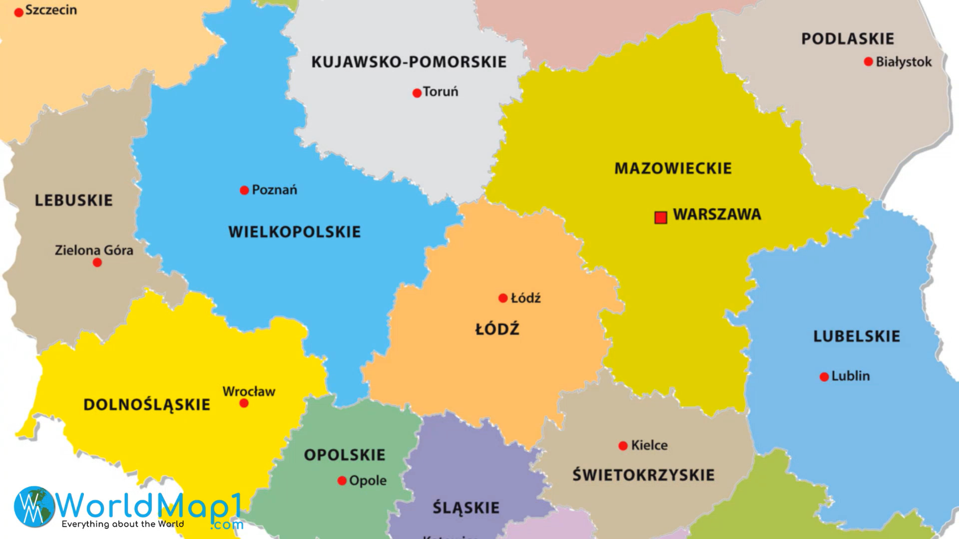 Karte von Warschau und Lublin in Polen